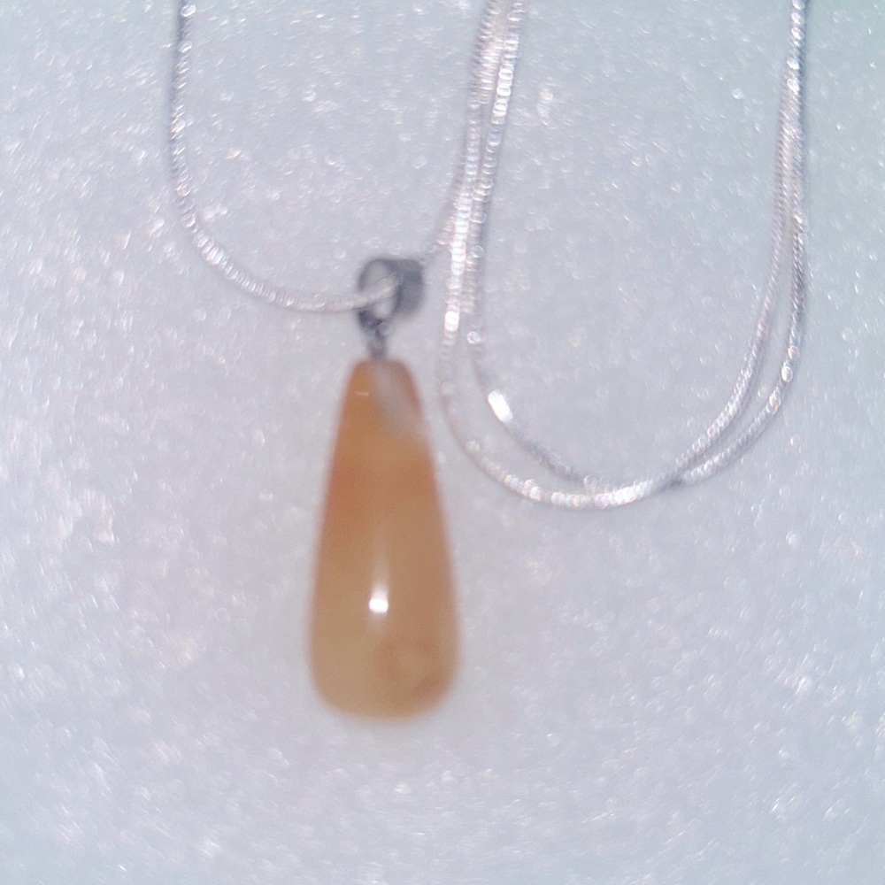 Boho hippie agate natural crystal silver 30” necklace